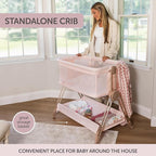 Baby Bedside Sleeper - Bassinet & Bedside Crib with Height Adjustment & Wheels - Can Be Placed Next to Bed - Attaches to Parents Bed - Easy to Fold & Carry Bassinet for Girls (Pink)