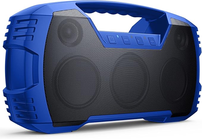 Houl Zallee IPX7 Waterproof Bluetooth Speaker, 40W (60W Peak) Portable Wireless Speakers, 32H Playtime, Stereo Loud Sound, Deep Bass, Bluetooth 5.0, Built-in Mic for Camping, Party, Gifts, Beach-Blue