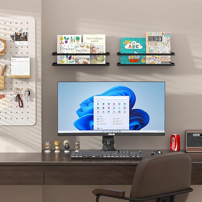 PUSDON Hanging Storage Baskets Organizer Wall Mount, Metal Wire Storage Bin Rack for Kitchen Bathroom Shower Spice Shelf Home Decor Essentials Black-2 Packs(Guardrail)