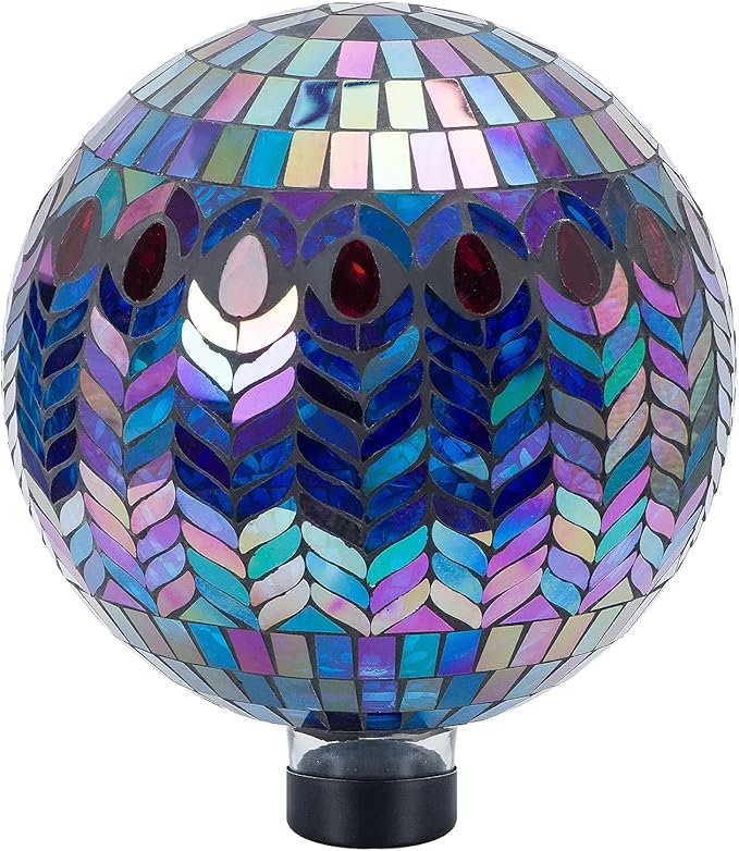 VCUTEKA Gazing Ball, Glass Mosaic Gazing Balls Sphere for Garden Lawn Outdoor Ornament Yard Decorative, 10-Inch, Purple