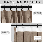 Macochico 52”Wx96”L 100% Blackout Curtains for Bedroom Living Room Nursery Taupe Pinch Pleated Linen Curtains Farmhouse Burlap Drapes Thermal Window Panels with Hooks and Tieback 1 Panel