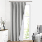 Vision Home Light Gray Pinch Pleated Full Blackout Curtains Linen Blended Thermal Insulated Window Panels 112 inch for Bedroom Living Room Darkening Grey Pleat Drapes with Hooks Back Tab 60"Wx112"Lx1