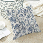 CXMEIFLY Spring Pillow Covers 18 x 18 Inch Set of 2 for Navy Blue Chinoiserie Flowers Bird Decor Throw Pillows Vintage Floral Plant Outdoor Decorative Cushion Cases for Couch Bed Decorations