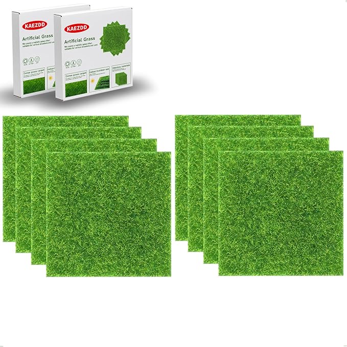 8 Packs 6 X 6 Inch Fake Grass Decor for Crafts, Artificial Grass for Dollhouse Miniature Ornament Projects, Model Turf Grass for DIY Fairy Garden Accessories and Decor Kit