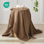 EMME Cotton Muslin Throw Blanket Couch Breathable Gauze Blanket Soft Lightweight Blankets Adults (Brown, 50"x60")