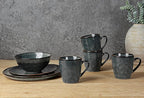 famiware Coffee Mugs Set of 4, Ocean Round 11.5oz Coffee Cup Set with Handle for Cocoa, Milk, Hot Chocolate, Stoneware Cups for Kitchen, Reactive Glaze, Microwave Dishwasher Safe, Deep Forest