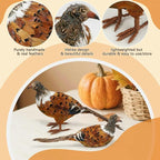 Nature Vibe Feathered Pheasant Decor Set of 2,Simulation Woodland Animals Figurines with Natural Pheasant Feathers as Fall Home Decor or Gifts for Autumn Harvest Festival