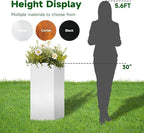 White Steel Metallic Heavy Planter for Outdoor Plants Box 14"x14"x30" Metal Planter Spliced Flower Pots with Partitions for Outside,Indoor,Garden (White, 14 * 14 * 30)
