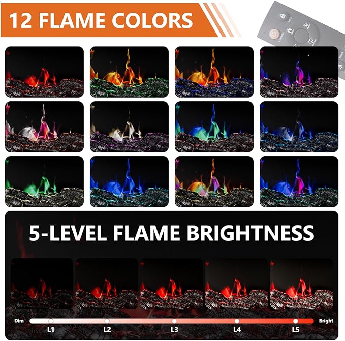 3-Sided Glass Farmhouse Fireplace TV Stand for TVs Up to 110 Inch, Oak Entertainment Center with 36" Electric Fireplace, TV Console with Storage Cabinets for Living Room