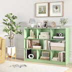 Tangkula 8-Cube Bookcase, Wood 3 Tier Open Storage Bookshelf, Modern Multipurpose Display Cabinet for Living Room, Study, Reading Nook, 48 x 12.5 x 36.5 Inch (Green)