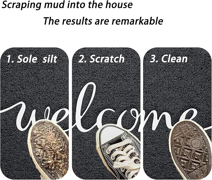 Door Mat, Welcome Mats Outdoor, Front Door Mat for Outside Entry, Doormat Outdoor/Indoor Entrance, Front Door Rugs for Entryway Indoor, for Entryway, High Traffic Areas (32"x20", Black)