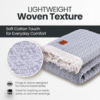 Gold Case Throw Blanket for Bed – 100% Recycled Turkish Cotton Bed Blanket – Decorative Throw Cotton Blankets for Living Room & Bedroom – Retro Grey Woven Queen Blankets – 90x90