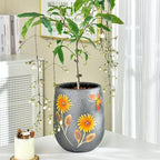 Sungmor 10.6 Inch Ceramic Succulent Plant Pot with Drainage Hole, Hand Painted Flower Pots for Plants, Unique Texture Decorative Planter for Indoor and Outdoor, Pottery Vase for Home Office Decor
