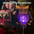 HONGLAND Solar Lights Outdoor Decor Waterproof, Solar Owl Garden Decorative Stake, Whimsical Gardening Gifts for Women Mom, Owl Outdoor Lights for Yard Patio Lawn Decor