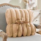 BEDELITE Faux Fur Throw Blanket for Couch, Soft and Cozy Luxurious 3D Striped Fluffy Blanket, 770GSM Thick Warm Plush Fuzzy Faux Rabbit Fur Blanket for Women Gift (Brown, 50"x 60")