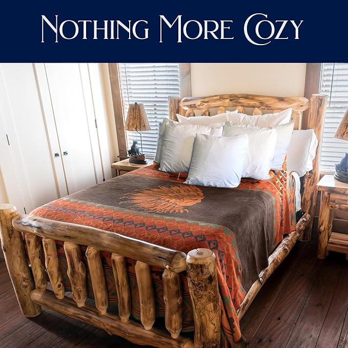 Beacon Blankets Southwestern Chief Henry Native American Design Throw - 72" x 86" Blanket Only - Premium Plush Blanket Can be Used for Twin or Full Size Bed