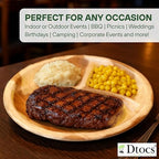 Dtocs 3 Compartment Plates (50 Pc) Palm Leaf 10 Inch Round Portion Control Buffet Sectional Plate | Bamboo Plates Disposable Like Compostable Camping Dinnerware Stronger than Divided Paper, Styrofoam
