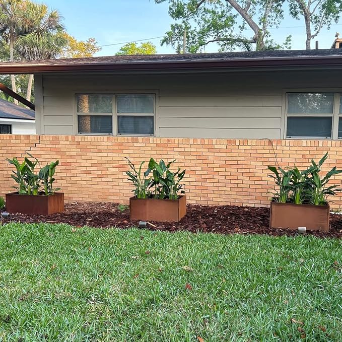 Corten Steel Planter Box Rectangular Planters Large Outdoor Planter Metal Planter Box for Tall Plant Trough Rustic Patina for Garden Yard Commercial Residential Farm 16 in x 31.5 in x 16 in