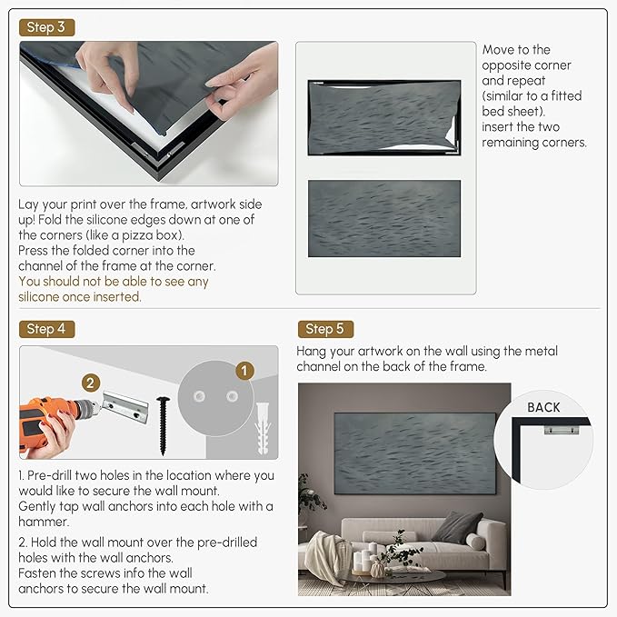 SIGNWIN 24"x46" Extra Large Framed Wall Art Gray School of Fish Minimalist Ocean-Inspired Marine Life Illustration for Home Living Room Bedroom Decor (Frame Assembly Required)