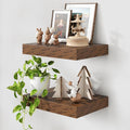 Deep Floating Shelves for Wall | 16 Inch Wide x 12 Inch Deep Floating Shelves Set of 2 | Rustic Wood Wide Wall Shelves | Bookshelf Laundry Shelf TV Shelf
