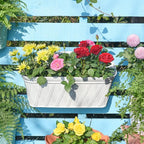 Sungmor 3 Pack Wall Hanging Planters, 16.5 Inch Railing Fence Hanging Flower Pots, Thickened Plastic Water Storage Plant Pot, Indoor Outdoor Garden Balcony Decor, Light Grey Large Plant Basket