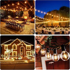 50FT LED G40 Globe String Lights, Shatterproof Outdoor Patio String Lights with 50+2 Dimmable Edison Bulbs, 50 Backyard Hanging Bistro Light Waterproof for Balcony Party Wedding Market Cafe