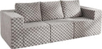 Modular Sectional Sofa 3-Seater Modular Couch with Deep Seat Memory Foam Cloud Chair with Pillows Oversized Sectional Sofa for Living Room Bedroom (Plush Grey, 3-Seater)