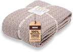 Gold Case Throw Blanket for Bed – 100% Recycled Turkish Cotton Bed Blanket – Decorative Throw Cotton Blankets for Living Room & Bedroom – Woven Twin Blankets - 71x90 - Beige