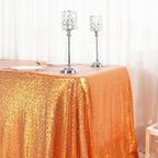 SquarePie Sequin Tablecloth 50 x 72 Inch Orange Sparkly Table Cloth for Halloween Thanksgiving Party Decoration