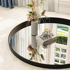 30 Inch Round Bathroom Mirror - Wall Mounted Circle Mirror with Metal Frame, Modern Mirror Suitable for Bathroom, Vanity, Entryway, Living Room, Wall Decor,Black