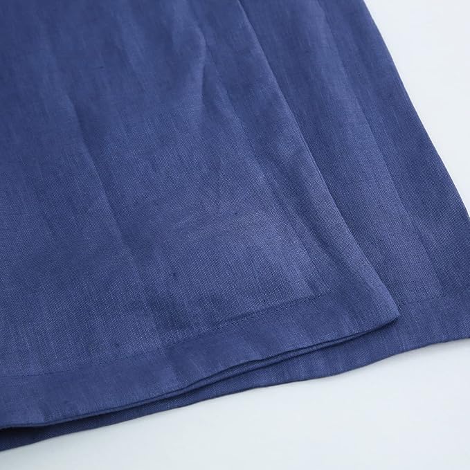Amazhiyu 100% Linen Door Hanging Laundry Hamper Bag, 19x27 Inches (Navy)