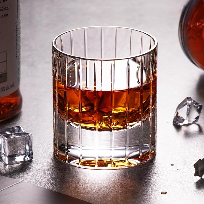 KAMMAK Crystal Whiskey Glasses Set of 2, Handcrafted 6.43oz Old Fashioned Glasses Stemless, Luxury Hand Blown Cocktail Glasses, Scotch Cup for Women, Men Gift for Bourbon Barware, Home Bar