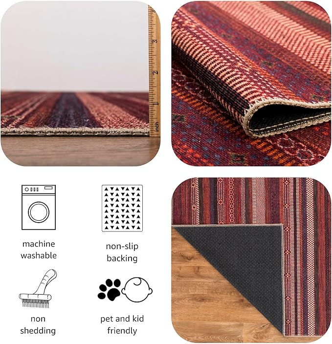 Keen Home Design 10x14 Rug - Machine Washable Area Rug with Non-Slip Backing, Ideal for Living Room, Dining Room, Bedroom - Vintage, Easy Clean, Durable, Low Pile Rug - (9'7" x 14')