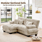 Modular Sectional Sofa, L Shaped Couch with Ottoman, 2 Seater Cloud Couch Small Couches for Small Spaces, Modern Deep Seat Sofa Living Room Oversized Loveseat W/Bolster Armrests 4 Pillows