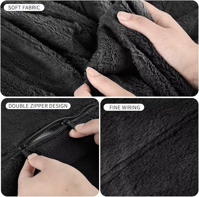 Bean Bag Chair for Adults 3FT,Soft Removable Cover for Teens/Girls Bedroom,Fluffy Giant Round Floor Beanbag Lounger Chairs (No Filler,Black)