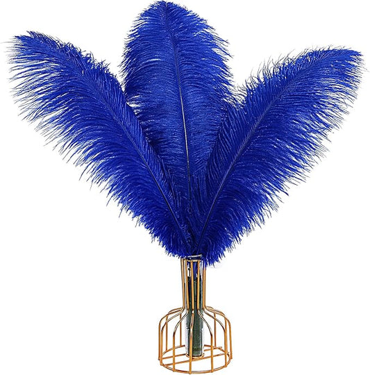 THARAHT Blue Ostrich Feathers 12pcs Large Natural Bulk 14-16Inch 35cm-40cm for Wedding Party Centerpieces Halloween and Home Decoration Feathers