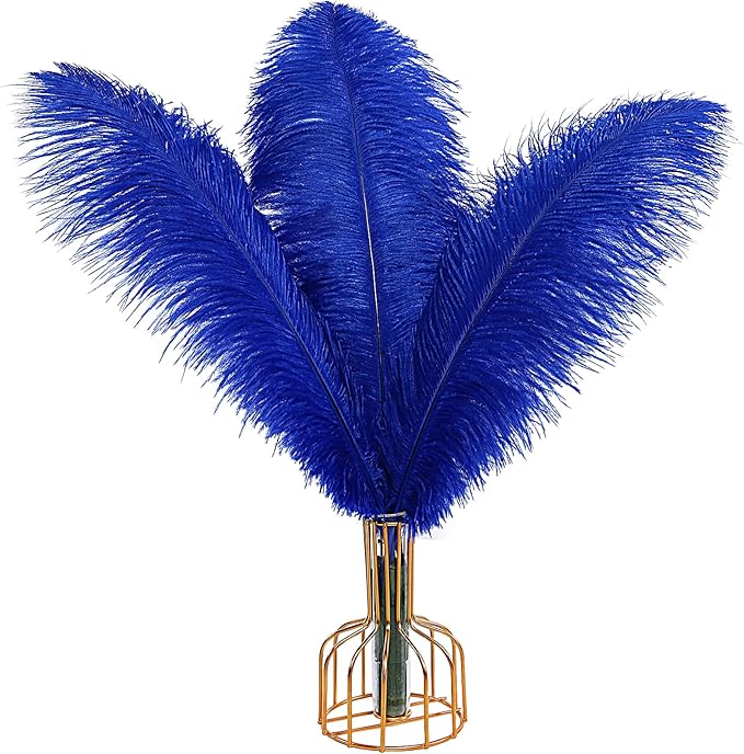 THARAHT Blue Ostrich Feathers 12pcs Large Natural Bulk 12-14Inch 30cm-35cm for Wedding Party Centerpieces Halloween and Home Decoration Feathers