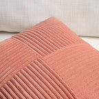 Fancy Homi 2 Packs Coral Decorative Throw Pillow Covers 16x16 Inch for Living Room Couch, Rustic Farmhouse Boho Home Decor, Soft Corss Patchwork Corduroy Textured Square Peach Cushion Case 40x40 cm