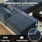 LoveSeat Cloud Couch Modular Sectional Sofa for Living Room,Modern Sofa with Deep Seat，2 Seater Boneless Couch with Ottoman,Comfy Upholstered Couches for Apartment, Studio, Office,Bedroom，Blue