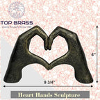 Top Brass Large Rustic Heart Hands Sculpture, 9 3/4” Resin Love Statue – Romantic Decor Accent for Shelf or Mantel – Perfect for Wedding, Valentine's Day or Anniversary (Rustic Cast Iron)