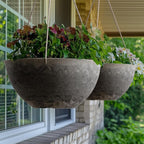 LA JOLIE MUSE Large Hanging Planters for Indoor Outdoor Plants, Hanging Flower Pots Marble Pattern (13.2 Inch,Set of 2)