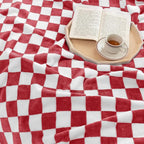 LOMAO Throw Blankets Flannel Blanket with Checkerboard Grid Pattern Soft Throw Blanket for Couch, Bed, Sofa Luxurious Warm and Cozy for All Seasons (Red, 60"x80")