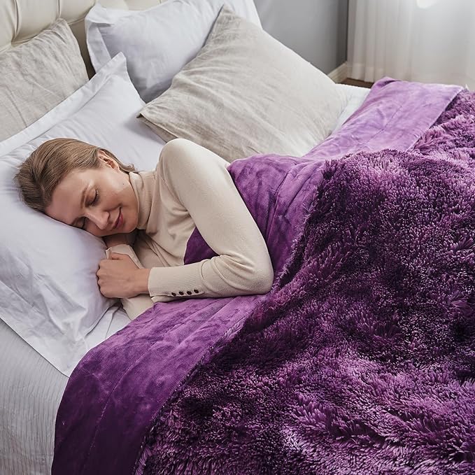 GONAAP Fuzzy Faux Fur Throw Blanket Queen Size Tie-dye Violet Purple Super Soft Cozy Plush Fuzzy Shaggy Blanket for Couch Sofa Bed (Tie-dye Violet Purple, Queen(90"x90"))
