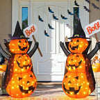 Halloween Decoration 4.3FT Retractable Jack-O-Lantern, 100 LED Collapsible Pumpkin Lantern with Black Star Hat, Plug in Halloween Lights with Stand for Indoor Outdoor Lawn Backyard Garden Decor