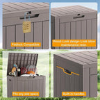 KAMABOKO Deck Box, 32 Gallon Resin Indoor and Outdoor Storage Boxes Waterproof for Garden Tools, Pool Accessories Storage Bench, Patio Furniture and Cushions with Lockable Lid, Grey
