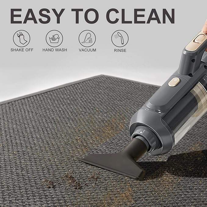 LEKEEPGO Door Mat 24"x36", Non Slip Door Mat Indoor Entrance, Rubber Backing Front Indoor Door mat Washable Absorbent Low-Profile Entryway Entry Resist Dirt Inside Door Mats, Grey