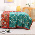 Boho Throw Blanket 90''x98'',100% Cotton Blankets for Couch Bed,Cotton Quilt Travel Muslin Blankets Farmhouse Home Decor Soft Lightweight Picnic Blanket