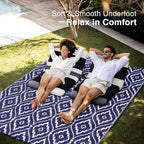OLANLY Outdoor Rug 5x8 ft Waterproof, Outdoor Plastic Straw Rug with Geometric Pattern Clearance, Reversible RV Mat for Patio, Camping, Balcony, Deck, Backyard, Navy & White