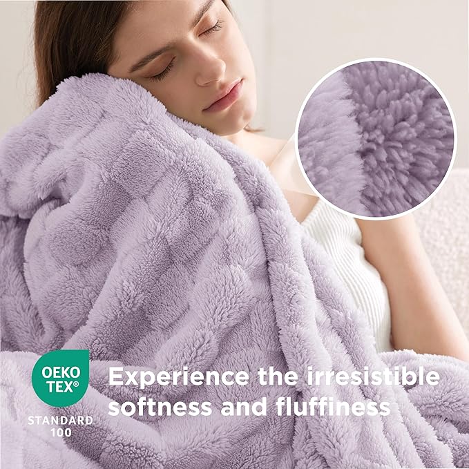 Bedsure GentleSoft California King Blanket for Bed - Super Soft Cozy Blankets for Women Men Girls, Large Fuzzy Fleece Throw for Bedroom Decor, Lavender Fog, 102x96 Inches
