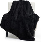 Bedsure GentleSoft Fluffy Black Throw Blanket Gifts for Men, Black Decor Soft Cozy Fuzzy Plush Minky Thick Warm Sherpa Fleece Faux Fur Throws for Couch Bed, Furry Blanket Gifts for Mom Dad, 50x60
